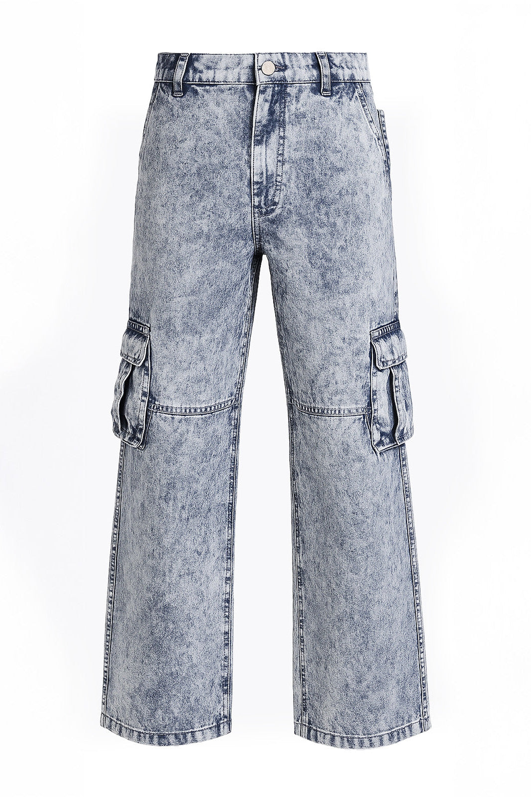 Frostbite Stash oversized cargo pants front view in grey