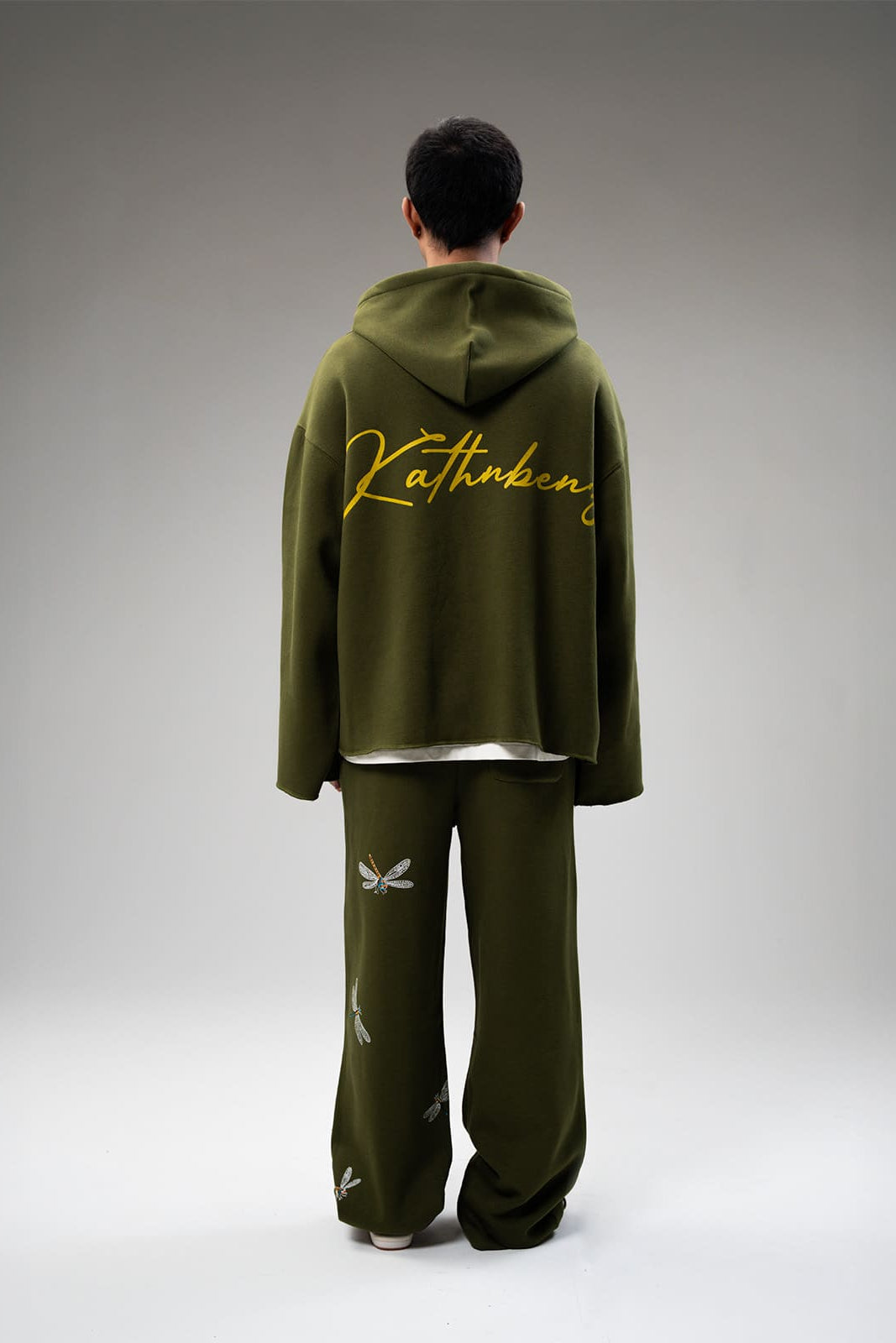 Back view of Marsh Lord oversized cotton fleece hoodie