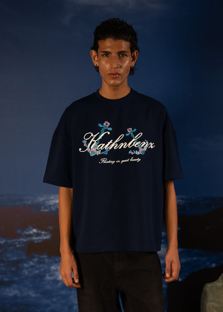 oversized graphic tee with puff print mermaid design by Kathnbenz