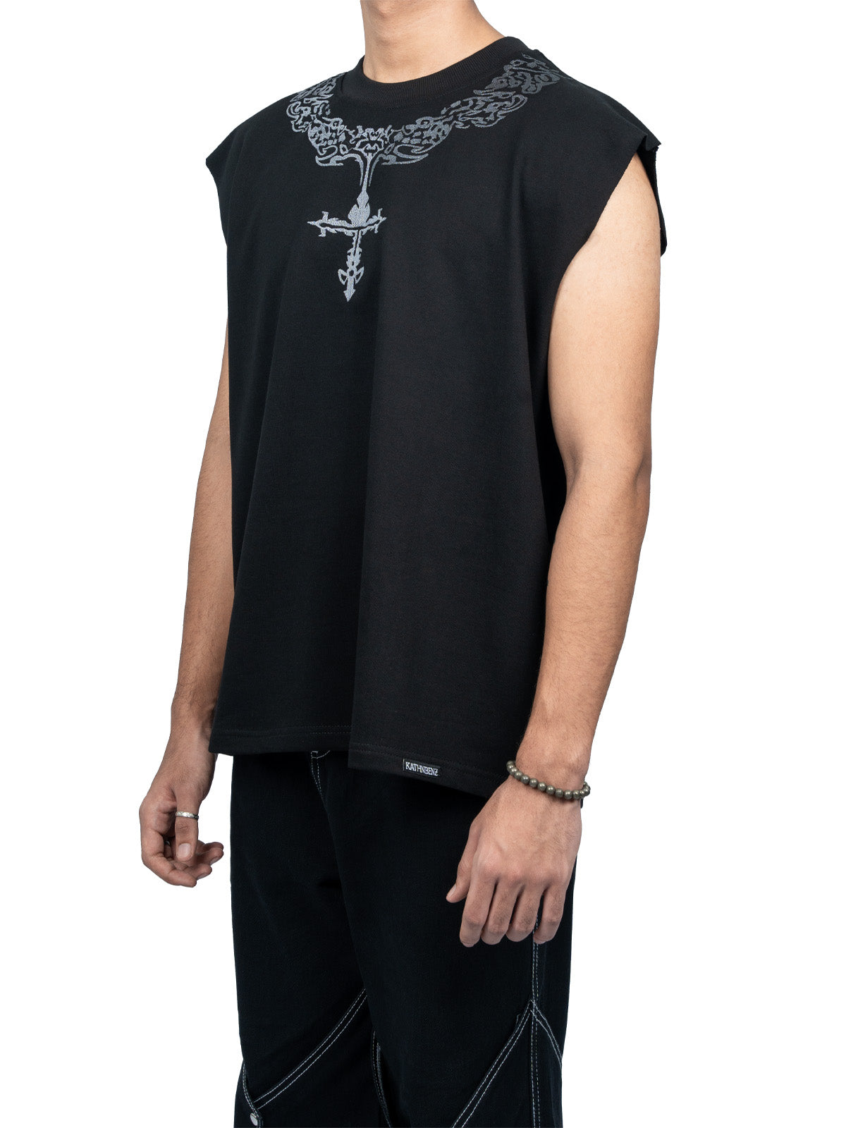Men’s oversized black streetwear t-shirt Kathnbenz luxury fashion India