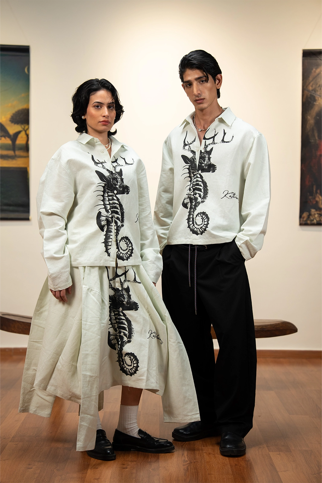 Sea Reindeer Linen Shirt - Pistachio