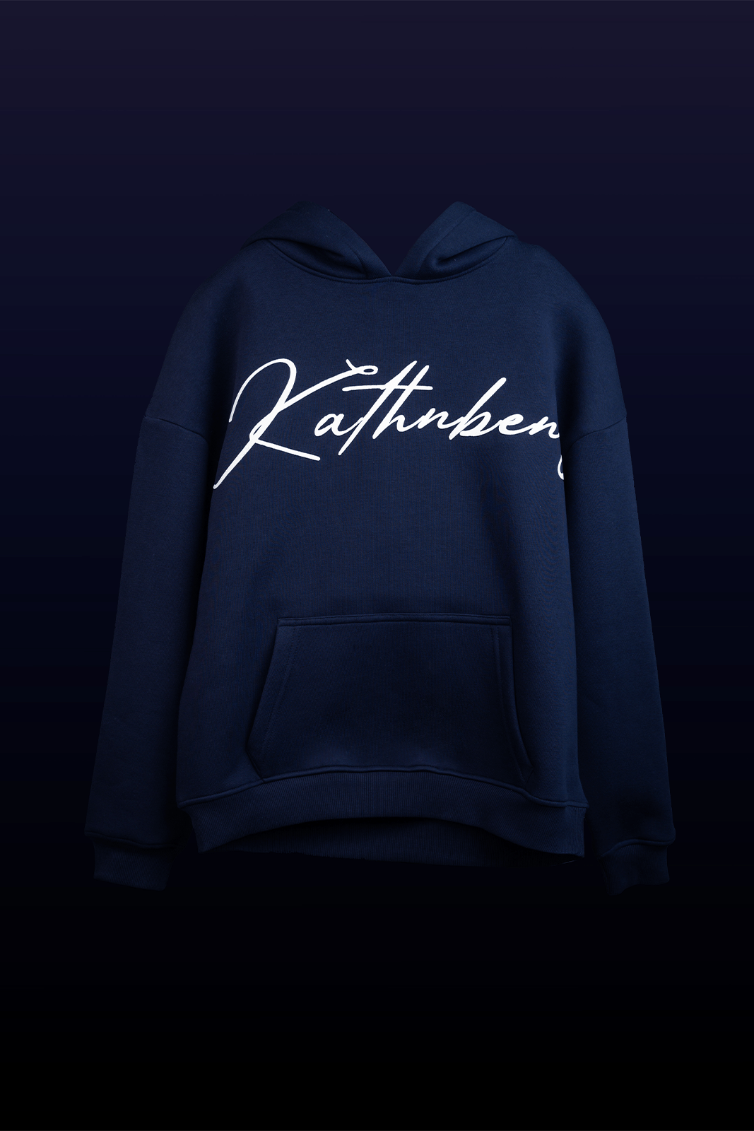 Verbal Sin oversized cotton fleece hoodie front studio view by Kathnbenz