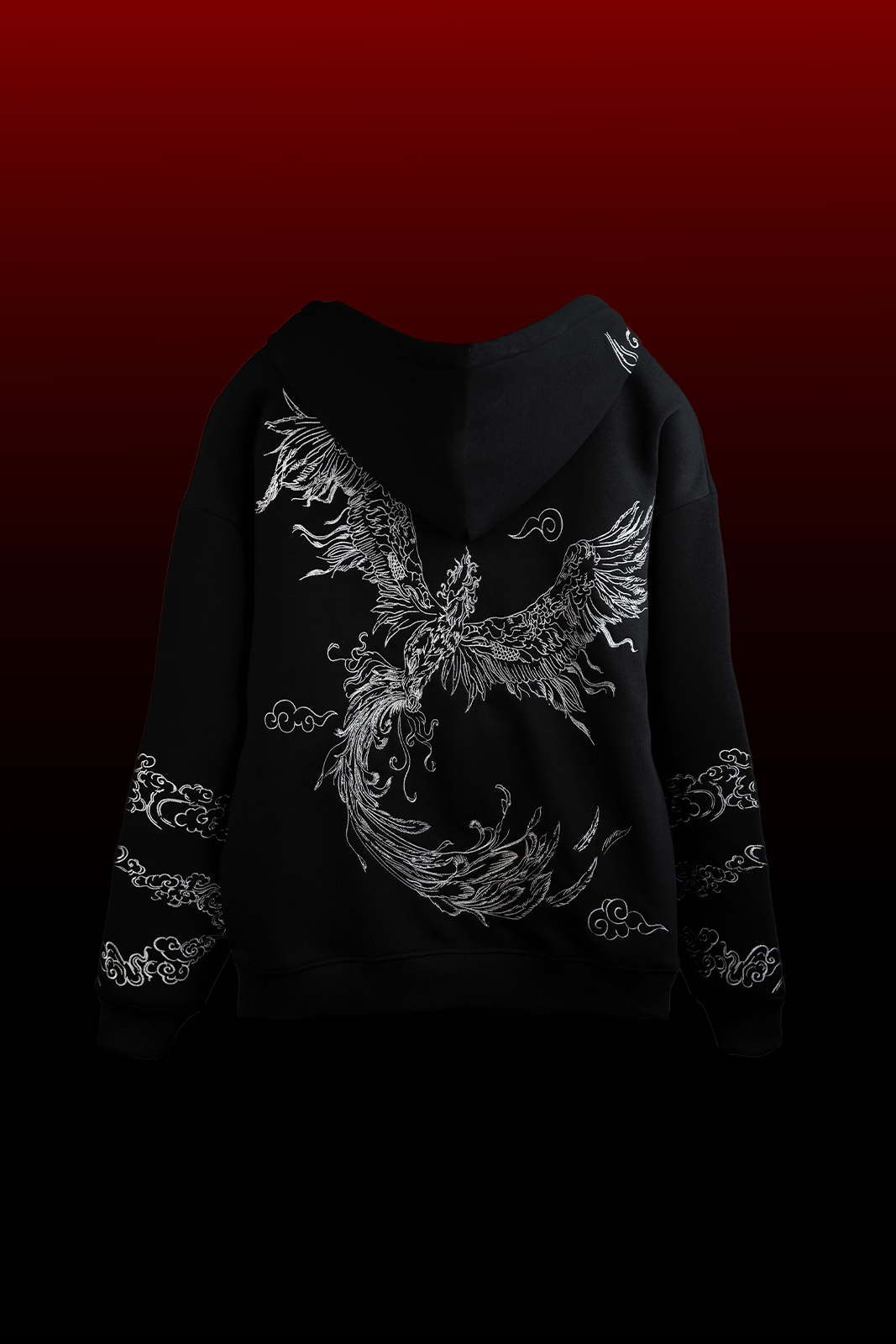 Back graphic view of Heir of Light oversized hoodie black edition
