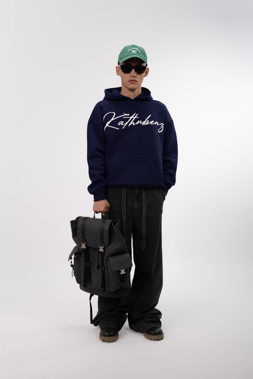 Kathnbenz hoodie blue men premium Verbal Sin back view quality
