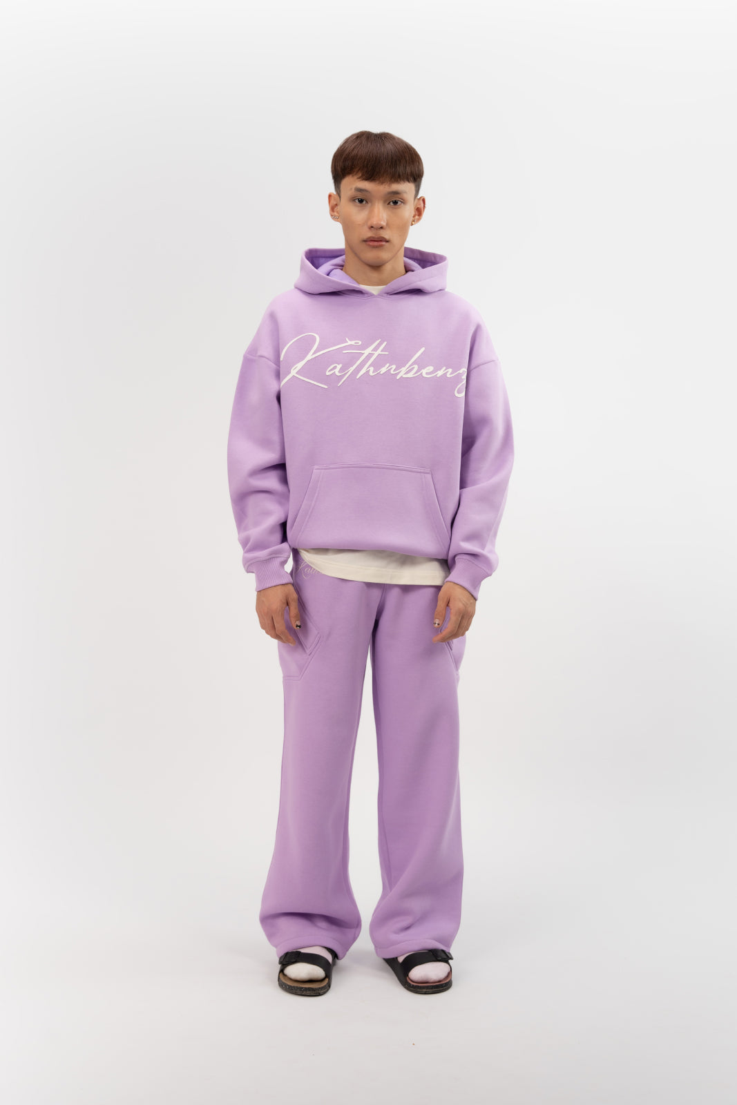 Kathnbenz hoodie lavender men premium Verbal Flame back view quality