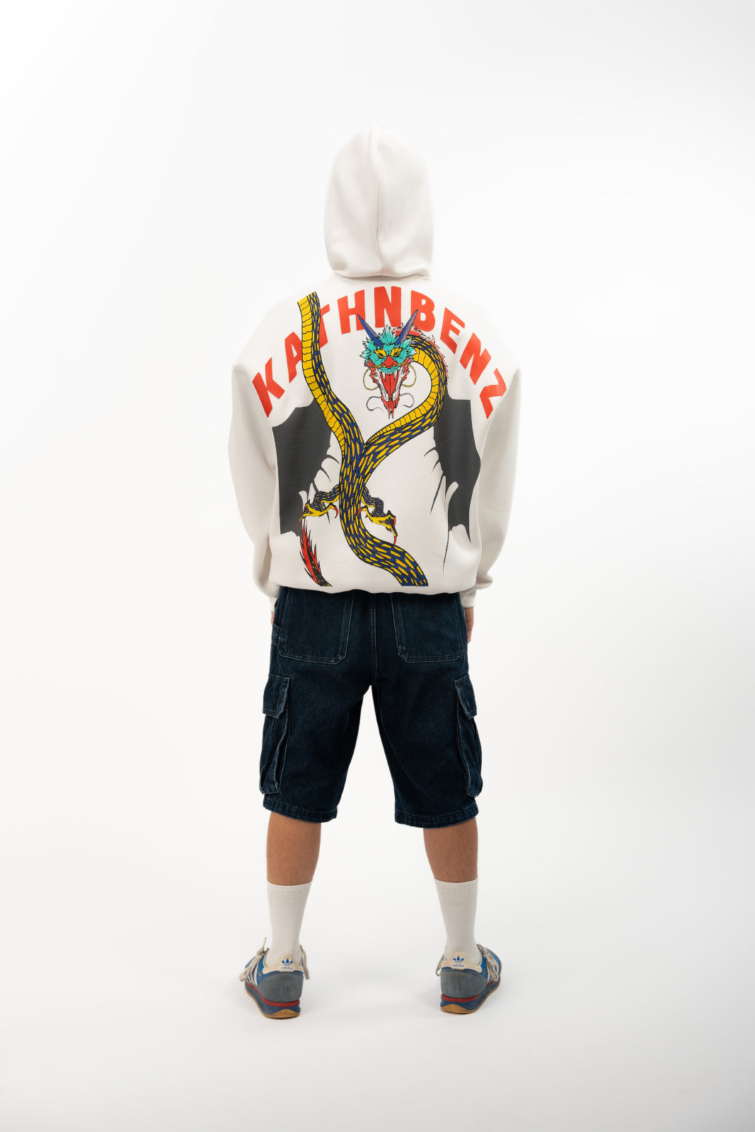 Kathnbenz hoodie white men premium Blinding Fang front view streetwear