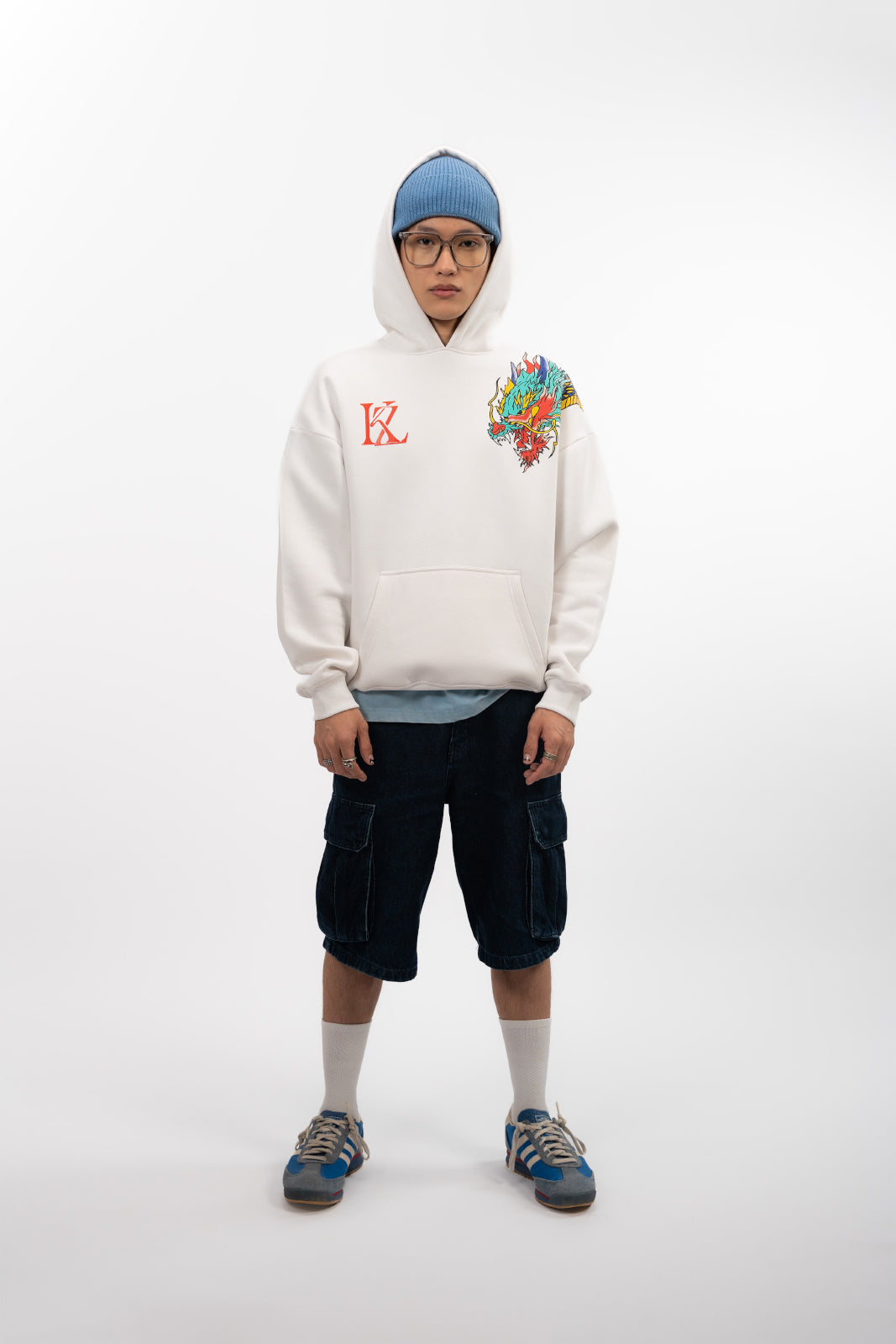 Kathnbenz hoodie white men premium Blinding Fang back view quality