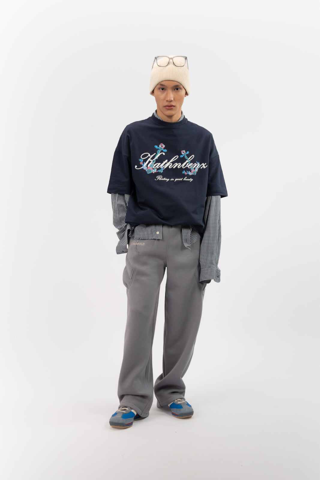 Kathnbenz streetwear pants grey men fabric detail structured fit