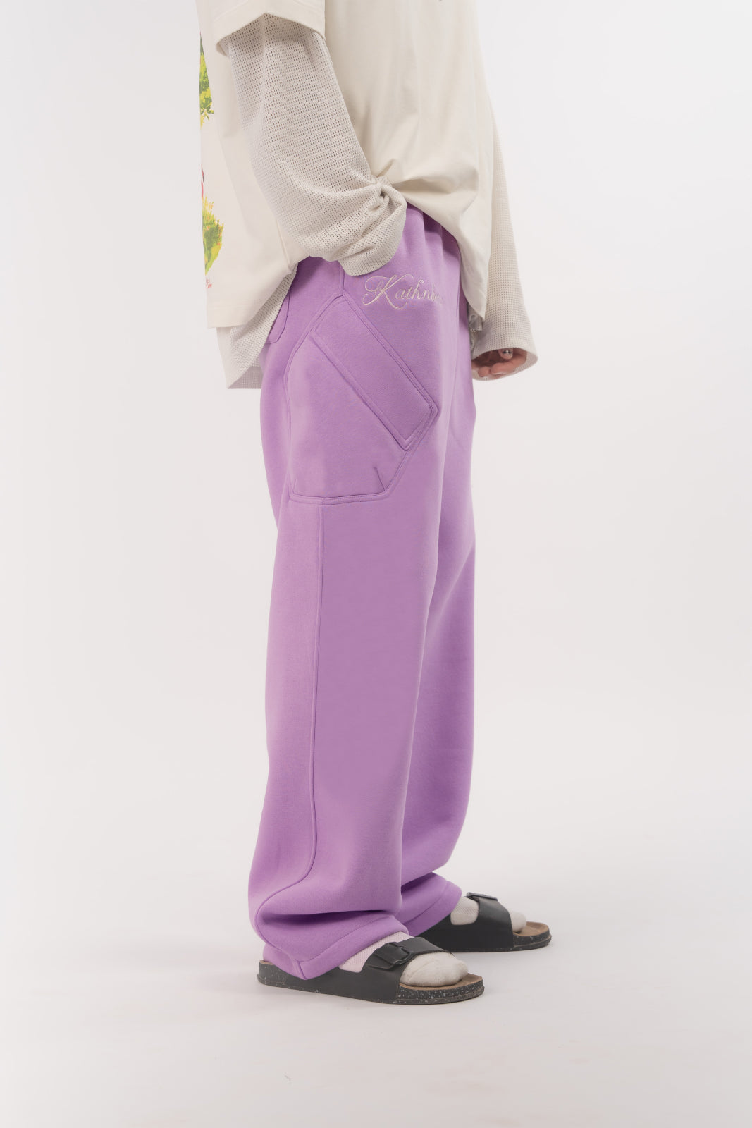 Kathnbenz streetwear pants lavender men Kathnbenz premium quality