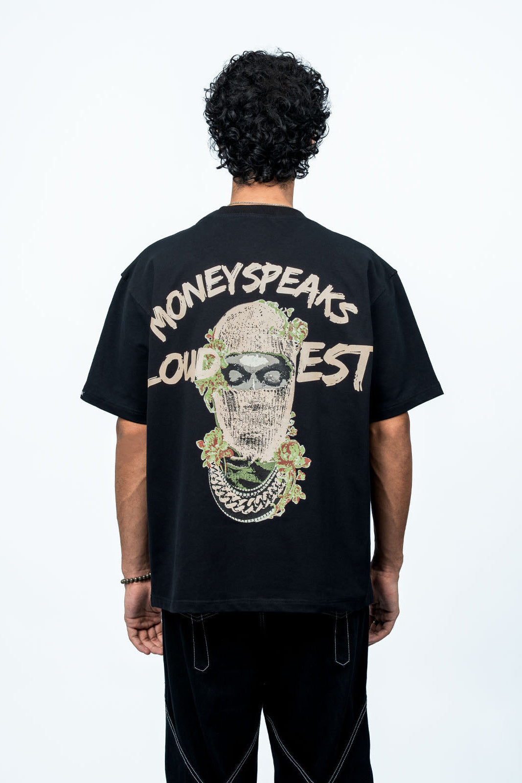 Bankroll Bandit oversized terry cotton t-shirt back view with graphic print
