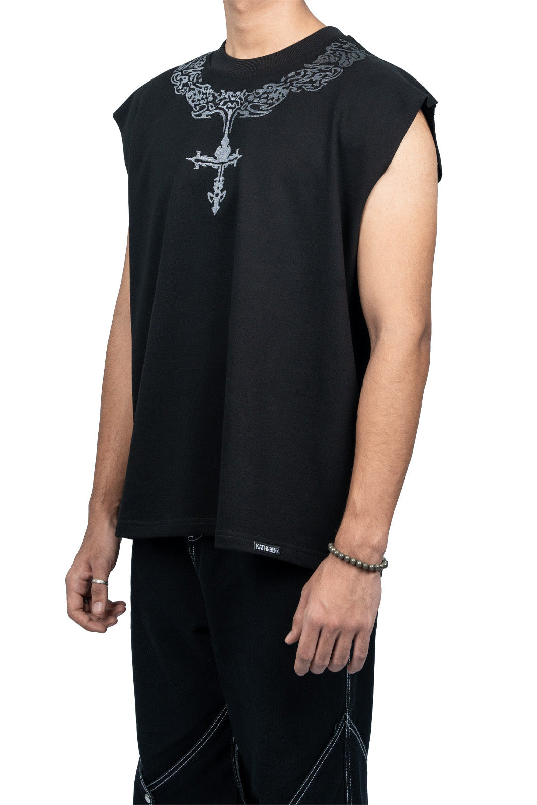 Men’s oversized black streetwear t-shirt Kathnbenz luxury fashion India