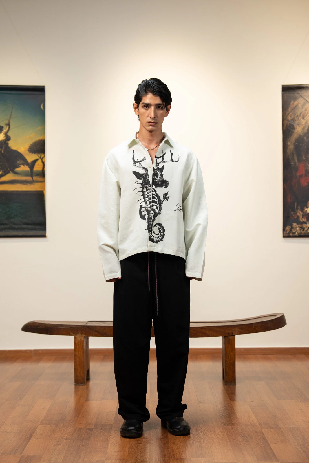 Sea Reindeer Linen Shirt - Pistachio