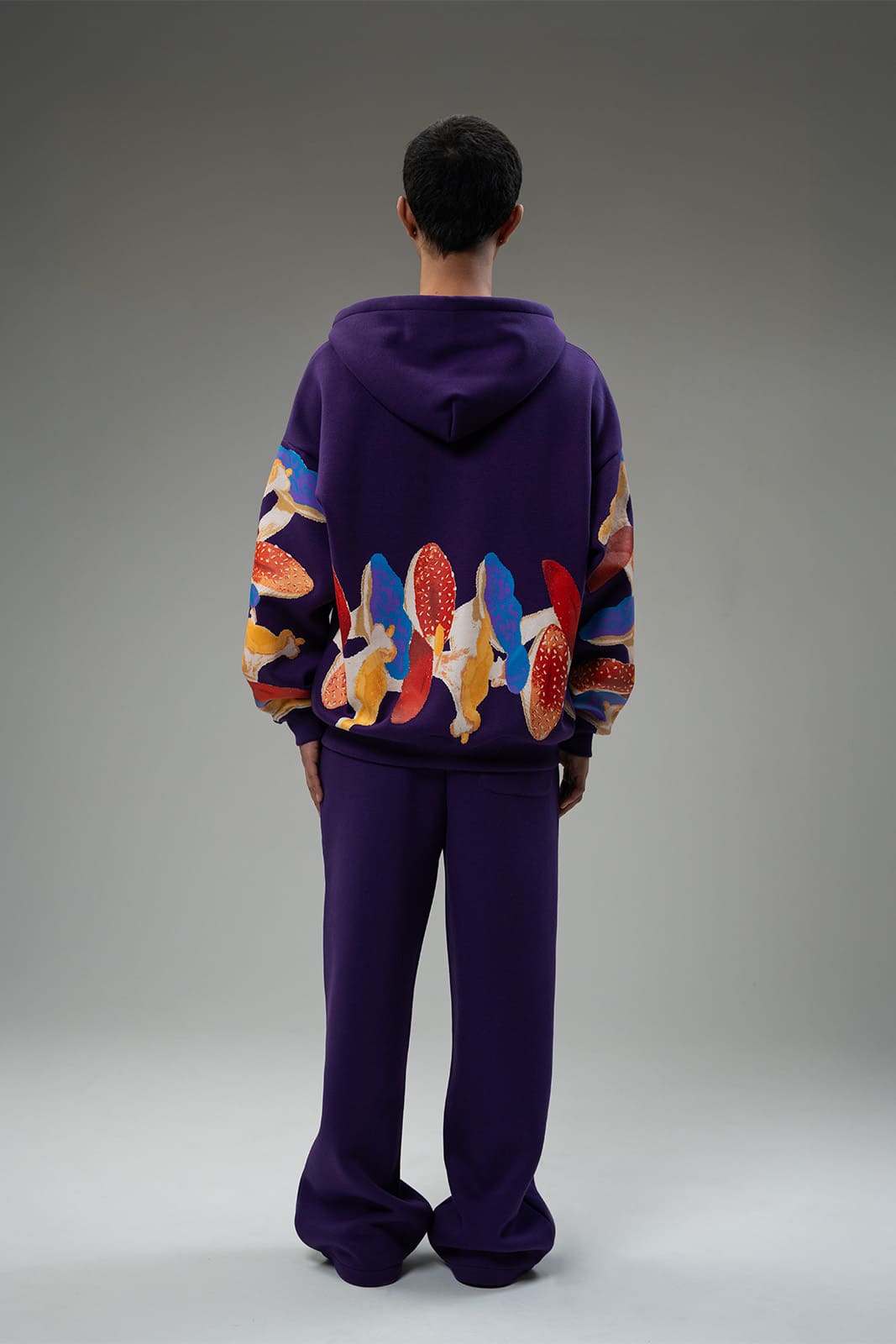 Psil oversized zipper jacket purple showing relaxed silhouette