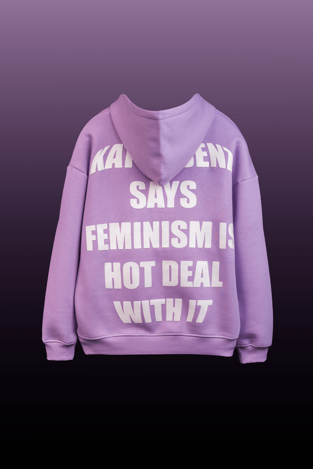 Verbal Flame oversized cotton fleece hoodie front studio view by Kathnbenz