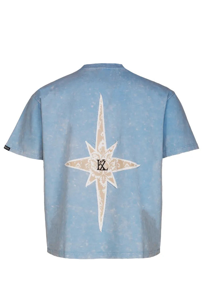 Azure Vestment oversized streetwear T-shirt in blue tone, premium 240 GSM Terry Cotton Lycra fabric