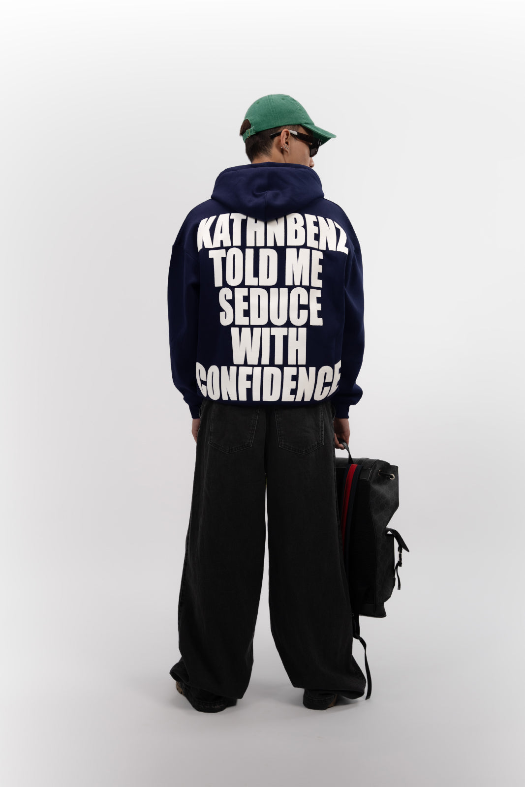 Kathnbenz hoodie blue men premium Verbal Sin front view streetwear