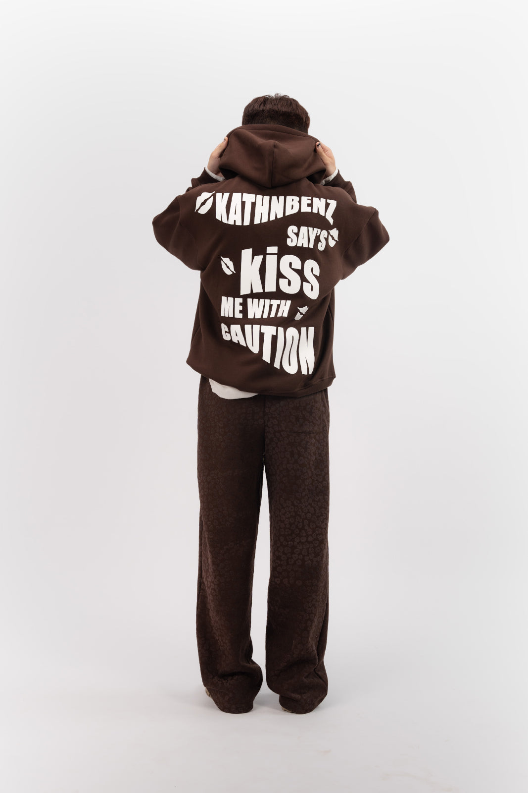 Kathnbenz hoodie brown men premium Verbal Kiss front view streetwear