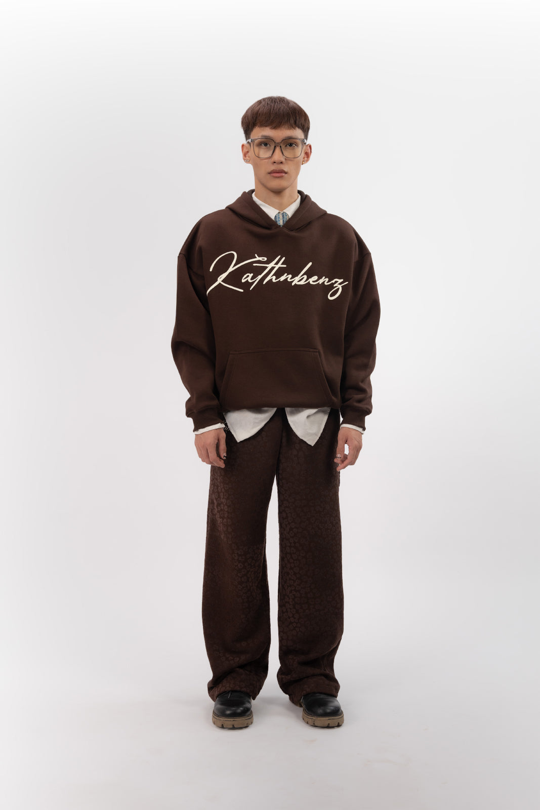 Kathnbenz hoodie brown men premium Verbal Kiss back view quality