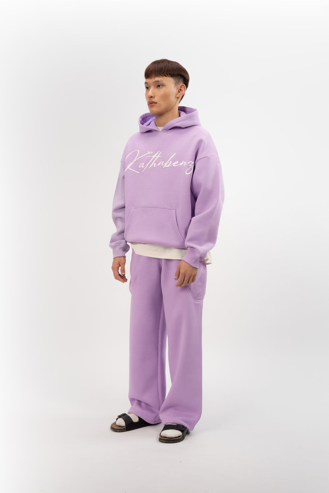 Kathnbenz hoodie lavender men premium side view oversized fit
