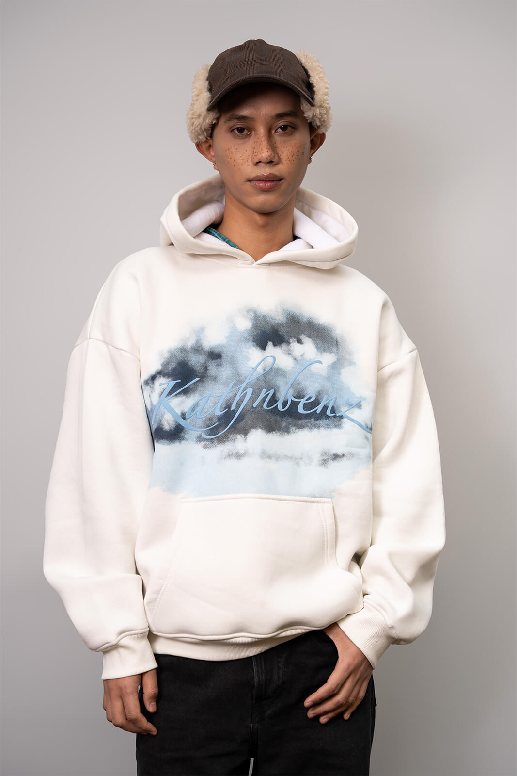 Kathnbenz leopard print hoodie white men Icebreed back view premium