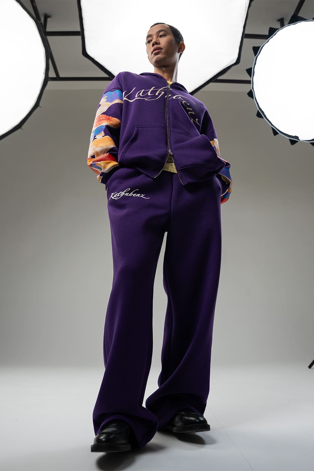 Kathnbenz streetwear pants purple men Kathnbenz premium quality